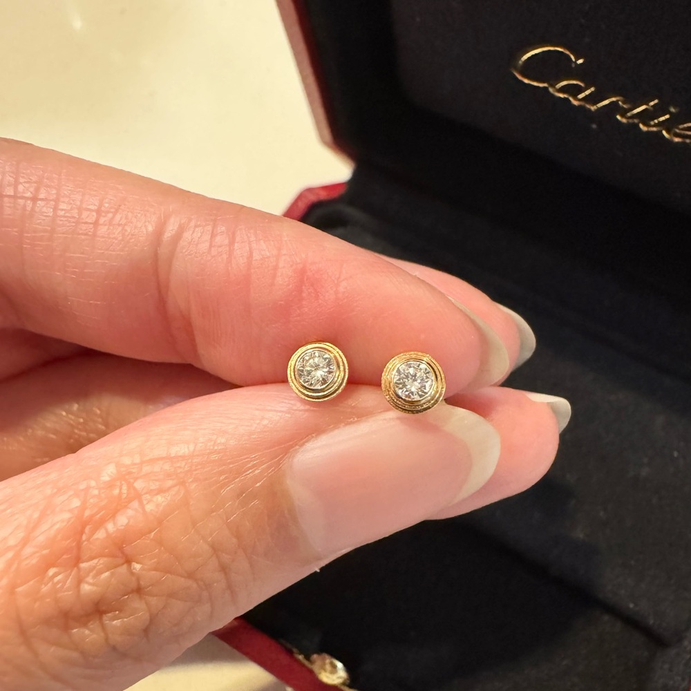 CARTIER D'AMOUR STUD EARRINGS, 2 DIAMONDS, SMALL MODEL ROSE GOLD